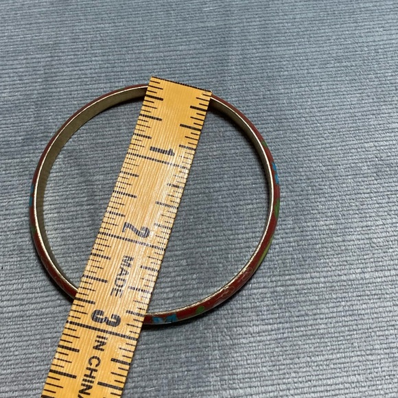 Cloisonné enameled brass vintage bangle bracelet 3” across excellent cond. - Picture 4 of 11